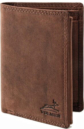 Fa. Volmer® Leather Wallet made from genuine buffalo leather | Large Wallet for Men & Women | RFID protection tested by TÜV in Brown (Iron) color