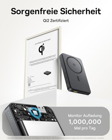 Power Bank Baseus EnerFill MagSafe 10000mAh з PD 22.5W та бездротовою зарядкою 15W (Qi2), чорний