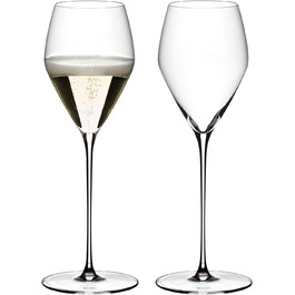 RIEDEL Veloce Champagne Glass Set, 2-Piece, Clear Crystal Glass, Premium Machine-Made