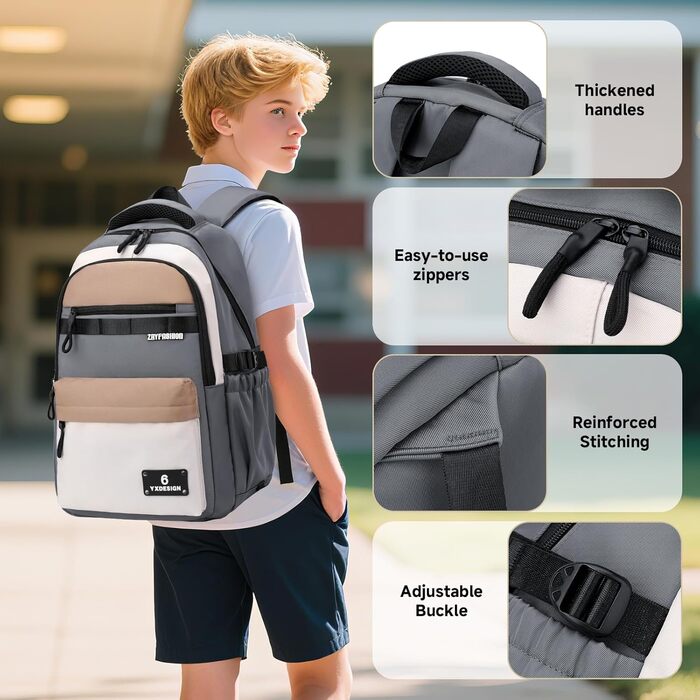 Шкільний рюкзак для підлітків, хлопчиків, 2025, для старшої школи, гімназії. Водовідштовхуючий, для ноутбука 15.6