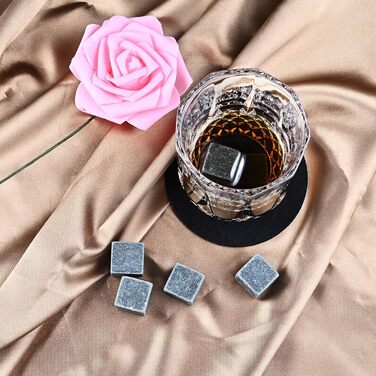 Набір для віскі GOLDGE: 14 каменів для охолодження, кліп для льоду, підставки, оксамитовий мішечок