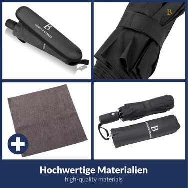 Чорний парасолька Logan & Barnes Boston: штормовий, з тефлоновою просоченням, до 140 км/год