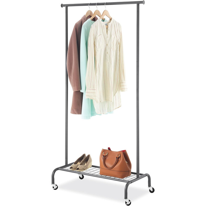 Whitmor Clothes Rack, Adjustable, White/Chrome (Gunmetal Grey)