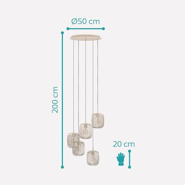 Торшер EGLO Romazzina на штативі: металева настільна лампа чорного кольору для спальні та вітальні, цоколь E27 (кластерна люстра 5-лампова пісочного кольору)