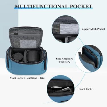 Сумка для камери Baigio: фотосумка для DSLR/SLR з відділеннями для об'єктивів та аксесуарів (блакитна)