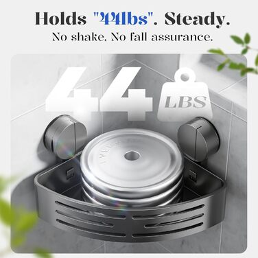 Поличка для душу ONXE на присоску, без свердління, кутова, з гачками, з нержавіючої сталі, водонепроникна, з алюмінію, для зберігання у ванній кімнаті