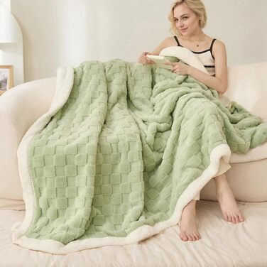 Плед Gracelife Sherpa з м'якого флісу, великий, теплий, 150 x 200 см (80'*90', світло-сірий)