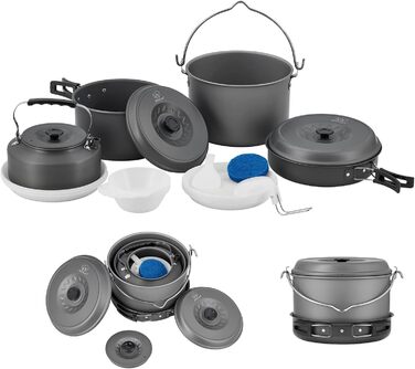 Набір кухонного посуду Bulin BL_BL200-C9 Black для приготування на відкритому вогні, 20 штук, чорний