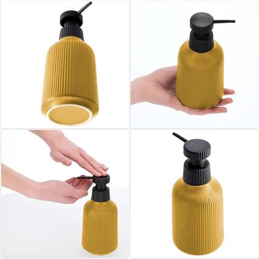 KADAX Bathroom Accessories Set, Modern Bathroom Accessories, Ceramic Bathroom Accessories, Bathroom Accessories (White: Toothbrush Holder, Soap Dispenser, Toilet Brush) (Yellow: Soap Dispenser, Toilet Brush, 2)