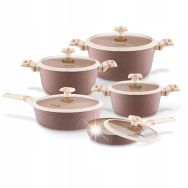 Набір каструль та сковорідок для індукційних плит Starke Pro Coretto, 10 предметів, з кришками