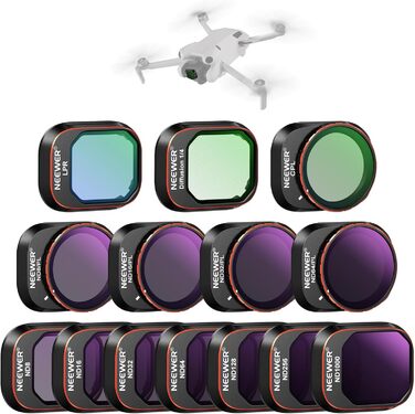 Набір фільтрів NEEWER ND&CPL для DJI Mini 4 Pro: 6 шт. (ND8, ND16, ND32, ND64, ND128, CPL) з ультратонким рамкою. Фільтри для дрона з HD склом, комплект