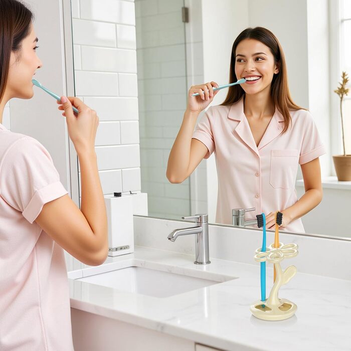 Тримач для зубних щіток та пензлів з кераміки, 6 відділень (сріблястий) (Mitch)