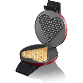 Вафельниця Cloer 1633V: Вафлі у формі серця, антипригарне покриття, 930W, червона