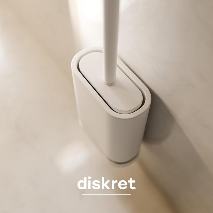 Силіконова щітка для унітазу SAVEGA з кришкою, чорна – плоска та гнучка – настінна без свердління – антибактеріальна комплексна щітка для унітазу (біла)