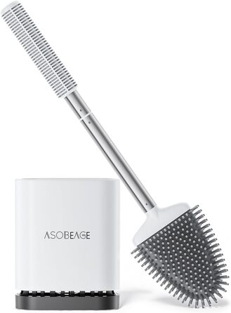 Набір для чищення унітазу ASOBEAGE: силіконова щітка, нержавіюча сталь, кріплення на стіну, швидке висихання, чорний (4 шт., 1 упаковка)