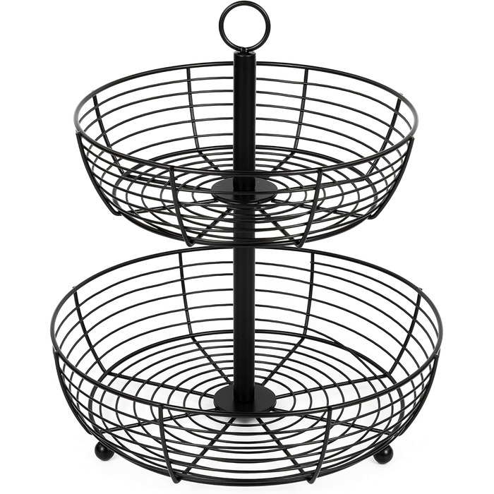 Стійка для фруктів Auroni Infinite 2 яруси, чорний матовий, діаметр 29 см, висота 33 см