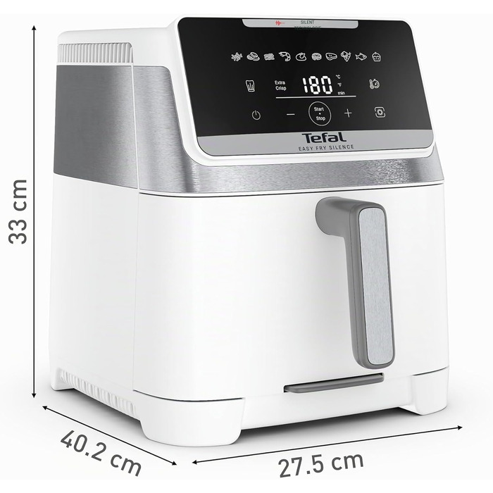 Фритюрниця Tefal Easy Fry Silence 7л, біла - аерофритюрниця з тихим режимом, 10 програм, до 8 порцій EY8421E0