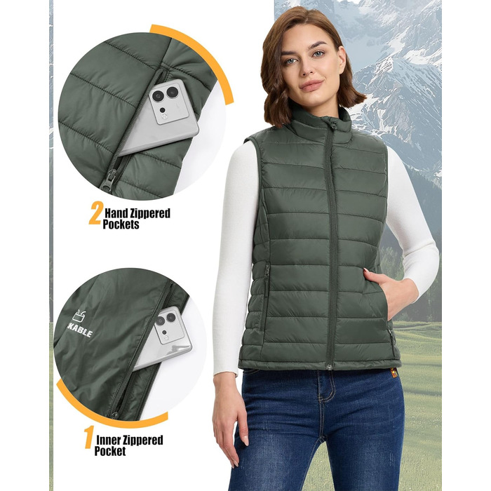 Стежка жилетка Outdoor Ventures для жінок, армійного кольору, розмір XL - тепла спортивна жилетка для туризму та велоспорту