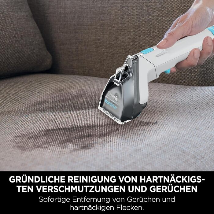 Shark Бездротовий видальник плям, портативний пилосос для прання та видалення запахів, для килимових покриттів, м'яких меблів та іншого, з коробкою для зберігання, аксесуарами та 2 × засіб для чищення, HX100EUCP (StainStriker Lösning Starterflaschen)