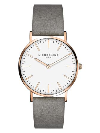 Жіночий наручний годинник Liebeskind Berlin класичний, круглий корпус 34мм, шкіряний ремінець, водонепроникність 5ATM, колір: рожеве золото/сірий