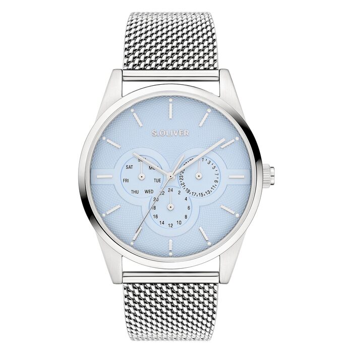 Годинник чоловічий s.Oliver - 42 мм, аналоговий з кварцовим механізмом, хронограф, водостійкий (3 ATM), міський стиль (синій ремінець)