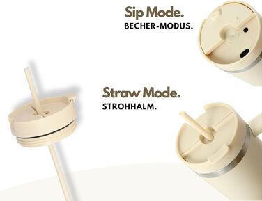 Термокружка Milu 1200 мл з трубочкою та ручкою – 48 годин льоду/24 години холод/12 годин гаряче. Нержавіюча сталь, подвійні стінки, ізольована, 1,2 л (Бежевий)