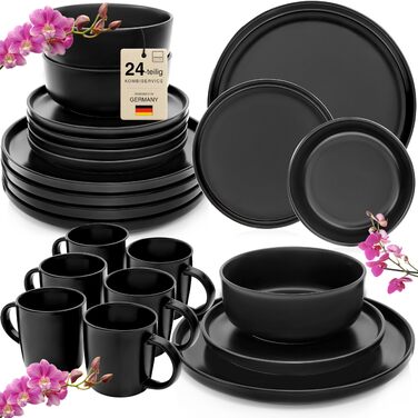 Набір посуду SÄNGER Madeira, 24 елементи, кераміка, для 6 осіб, чорний, VALUE COLLECTION