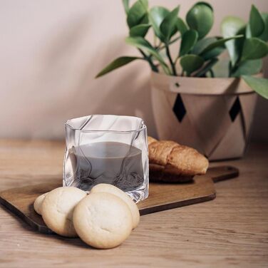 Набір склянок 6 шт. 200 мл - Кришталеві склянки для віскі з нерівномірною поверхнею - склянки для напоїв, кави, коктейлів, лонгдрінків, води, чаю, кави, соку - придатні для миття в посудомийній машині (прозорі)