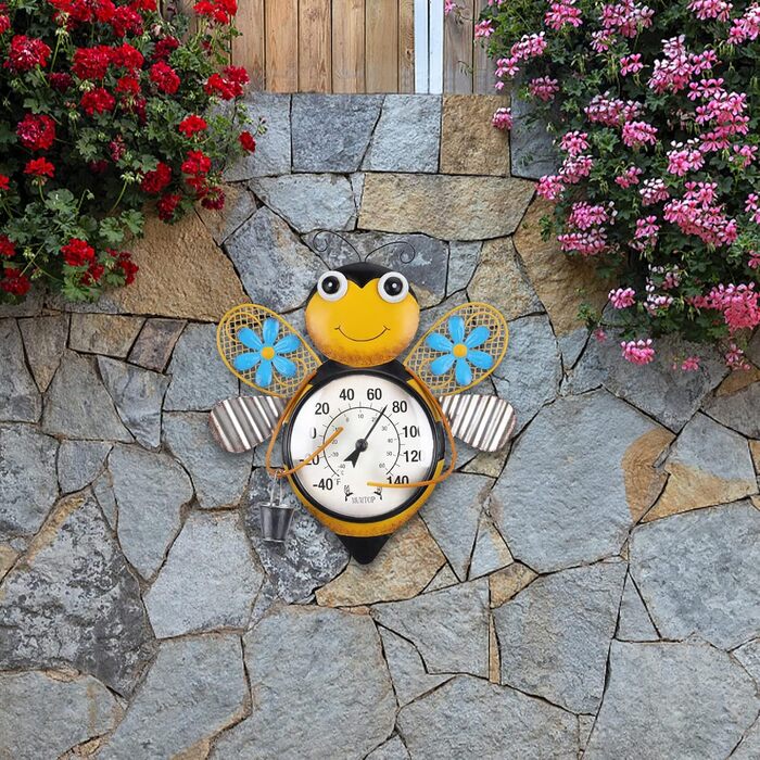 MUMTOP Thermometer for Indoor and Outdoor Use, Bee Design, Large, Wall Mountable, for Patio, Yard, Garden