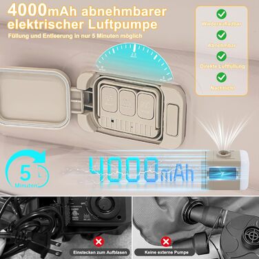 Надувний матрац самонадувний, односпальний з насосом та нічною підсвіткою, гостьовий, для дому та кемпінгу, 190 x 100 x 40 см