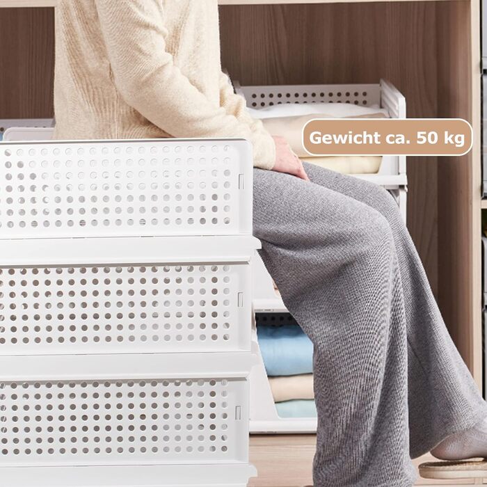 Closet Organizer 3-Piece Set, Foldable Storage Box, Organization System for Drawers, Lockers, and Closets (White)