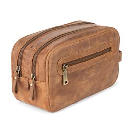 Шкіряна косметичка для подорожей Berliner Bags Premium Kulturbeutel Max, велика сумка для гігієни з 2 відділеннями для жінок та чоловіків (Camel)