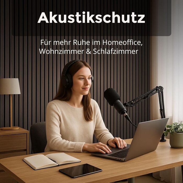 Акустичні панелі з дерева 60x60 см, колір горіх (4 шт.) — стінні звукопоглинаючі панелі-ламелі для шумоізоляції та покращення акустики приміщення