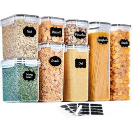 Набори контейнерів для зберігання GoMaihe (8 шт.) - герметичні, для продуктів та кормів для тварин, чорні