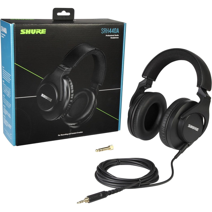 Навушники Shure SRH440A Over-Ear для моніторингу та запису, професійні студійного класу, розширений частотний діапазон (2022)