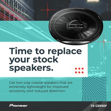 Автомобільна акустика Pioneer TS-G6930F 6x9 дюймів, 3-смугові коаксіальні динаміки, 400 Вт, комплект 2 шт., потужний звук, глибина монтажу 70 мм, з решіткою