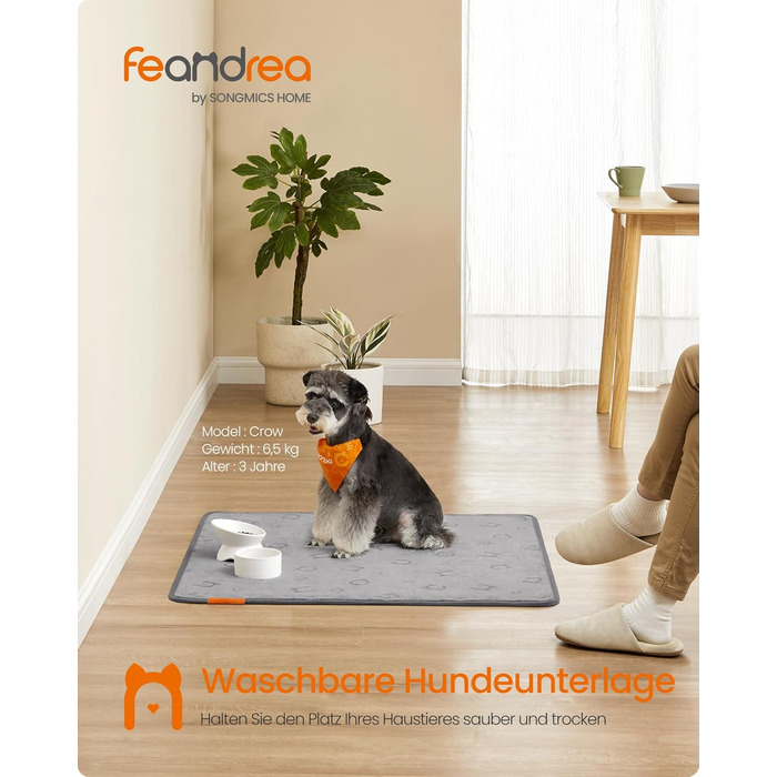 Водонепроникний килимок для собак Feandrea (2 шт.), 91 x 86 см, M, сірий. Зручний, слизький, вбираючий для собак, котів, кроликів