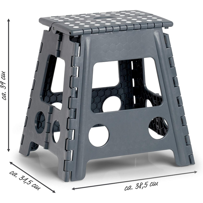 Складаний стілець Zeller 13037 Premium, пластиковий, антрацитовий, з сертифікацією TÜV, вантажопідйомність до 150 кг, розміри 38,5 x 31,5 x 39 см