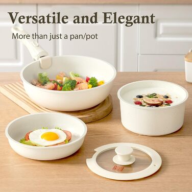 Набір посуду UCCLIFE 24 шт. з антипригарним покриттям Ceramic - сумісний з індукцією, для духовки та мийки, стійкий до подряпин, без PFOA та PFOS, з кришками та аксесуарами