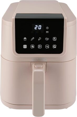 Фритюрниця BOURGINI з керамічним покриттям, без хімікатів (PFAS, C6, PFHxA, PTFE, PFOA та BPA), 5 літрів, компактний дизайн, 1500 Вт, для здорового харчування (Бежевий)