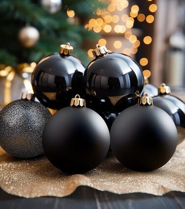 Набір прикрас на ялинку 36 шт. блакитні, ялинкові кулі, декор для ялинки, 6 см, чорний колір