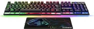 Бездротовий ігровий набір клавіатури та миші EMPIRE GAMING Armor RF800 - RGB підсвітка, 4800 DPI, QWERTZ (DE) - сумісний з PC, PS4, PS5, Xbox, Mac (білий)
