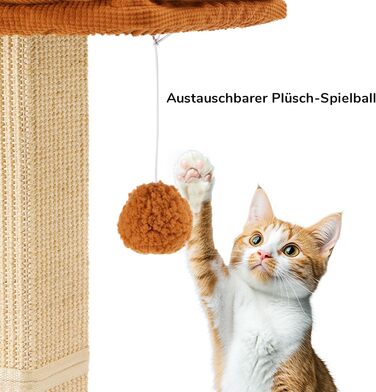 Дерево для котів FUKUMARU, 73 см, з платформою 46 x 36 см, ретро-стиль, з місцем для відпочинку, великий краш-тур з ліжком, з натурального сизалю та масивного дерева. XL