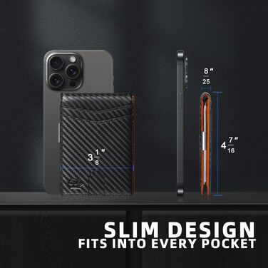 Чоловічий гаманець Zitahli Sport-Fan з RFID-захистом, 10-12 карт, з кліпсою для грошей та віконцем для ID, тонкий, міститься в A-carbon, чорний та помаранчевий