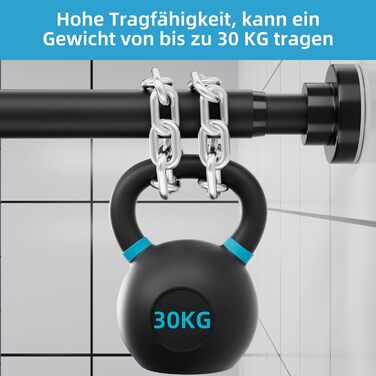 Штанга для душу без свердління з нержавіючої сталі, телескопічна, регульована 70-195 см, чорна