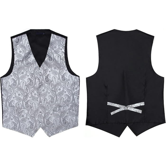Костюм-тріо Enlision: жилет, краватка та нагрудна хустинка з квітковим візерунком пейслі, сірий, розмір L