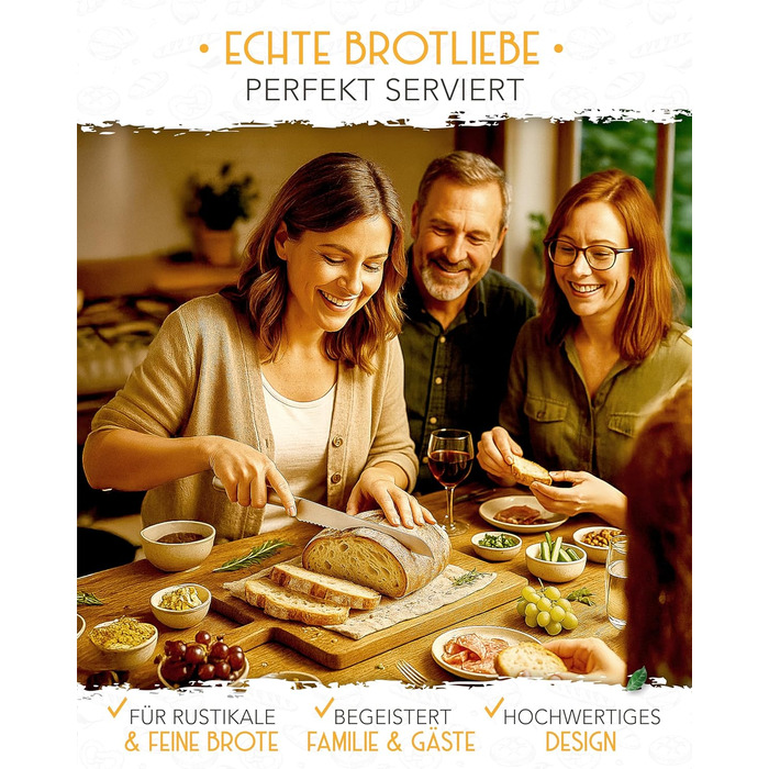 Ніж для хліба KRUSTENZAUBER з хвилястим лезом, 20 см, нержавіюча сталь. Великий ніж для нарізання хліба та булочок, для точного та легкого нарізання.