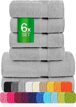 Набір махрових рушників etérea Carli, 100% бавовна, Oekotex, 500 GSM, 6 предметів (2 банні 70x140 см, 4 для рук 50x100 см), колір камінний сірий