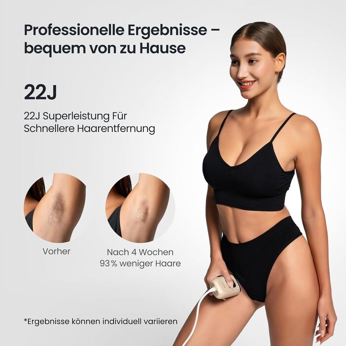 Пристрій для епіляції IPL 22J, 78W, з охолодженням сапфіром, для жінок, безболісна, для обличчя, бікіні, під пазухами, портативна (Champagner)