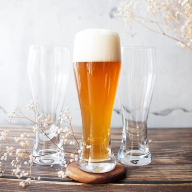 Набір келихів для пшеничного пива Sendez, 6 шт по 0,5 л (макс. 580 мл), скляні бокали для вайзбіру